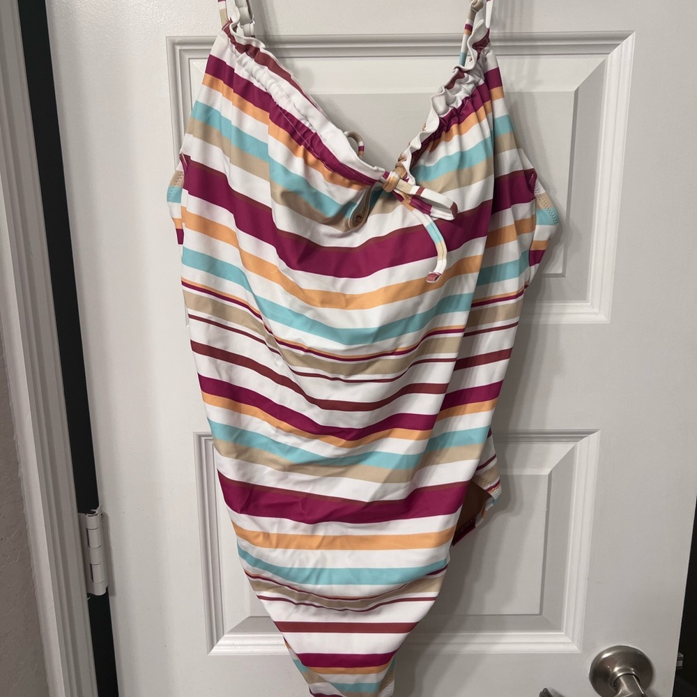 Old Navy Multicolor Striped Women Swim One Piece